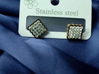 Dazzling Crystal Pavé Stainless Steel Stud Earrings