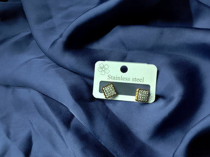 Dazzling Crystal Pavé Stainless Steel Stud Earrings