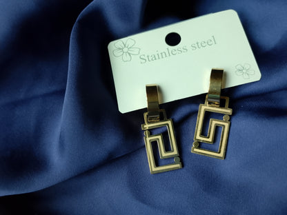 Modern Geometric Maze Stainless Steel Drop Earrings