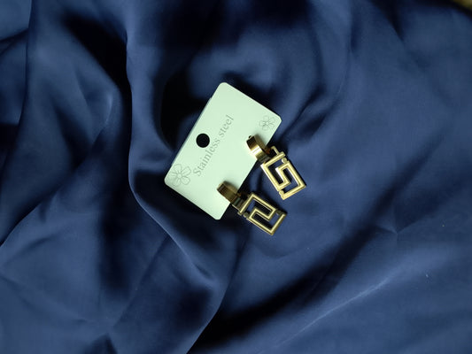 Modern Geometric Maze Stainless Steel Drop Earrings