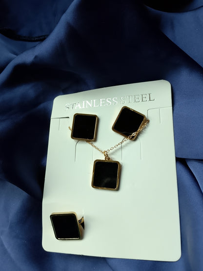 Modern Black Square Stainless Steel 3-Piece Jewelry Set