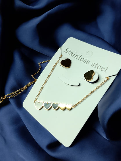 Interlocking Stainless Steel Necklace & Stud Set