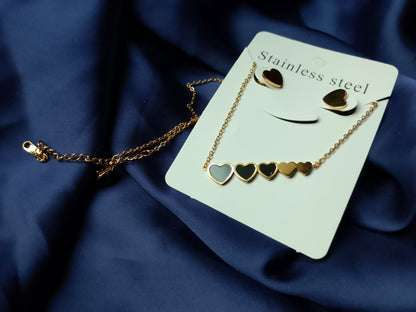 Interlocking Stainless Steel Necklace & Stud Set