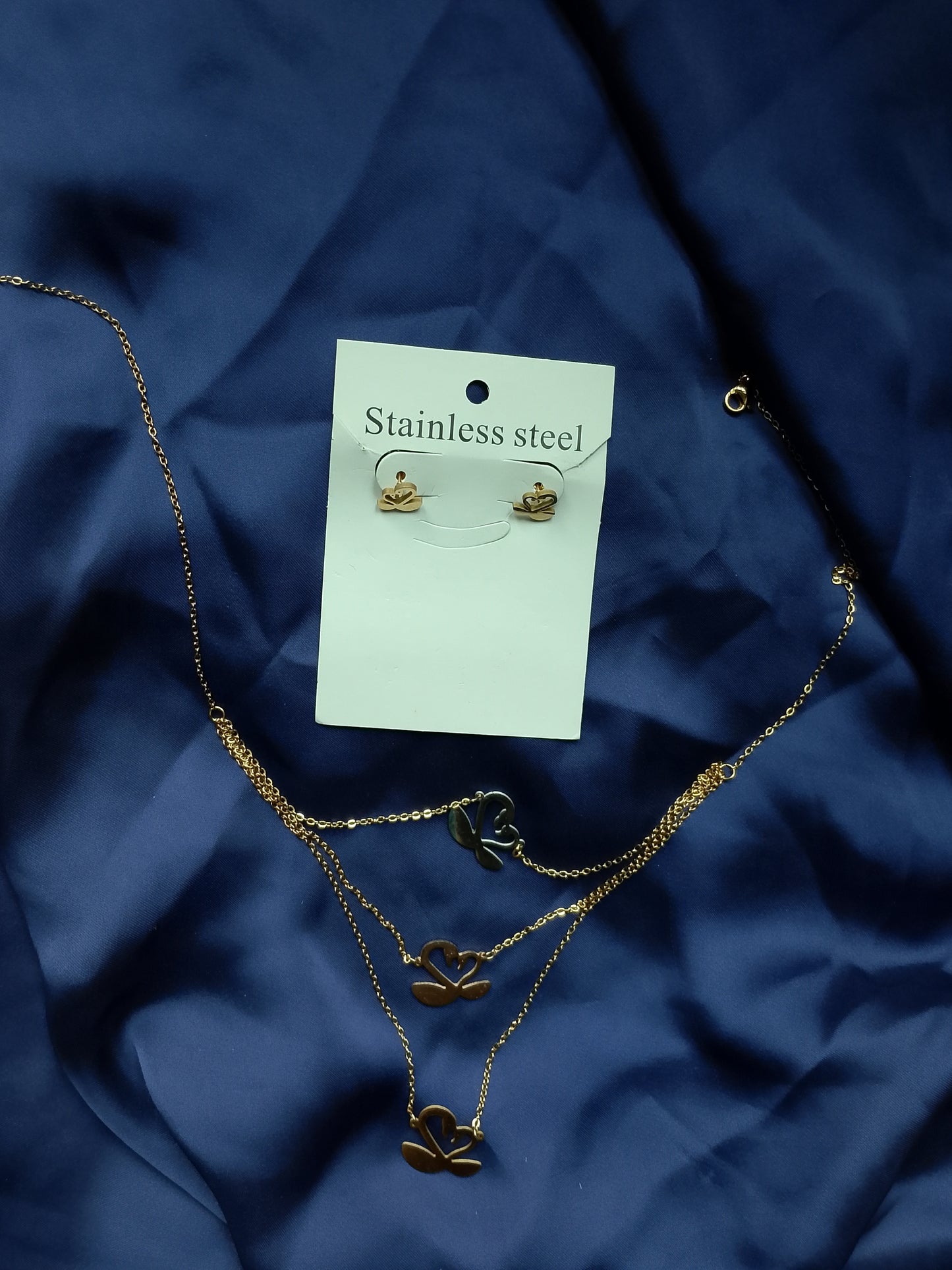 Stainless Steel Necklace & Stud Earrings Set