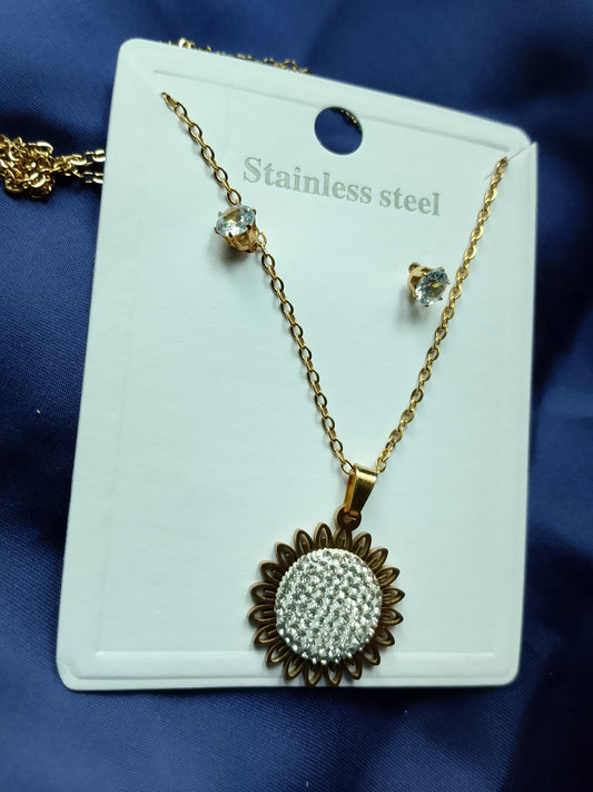 Stainless Steel Necklace & Stud Earrings Set