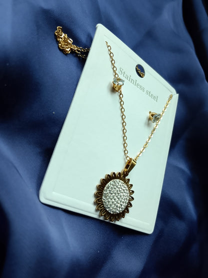 Stainless Steel Necklace & Stud Earrings Set