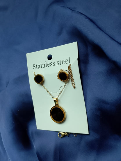 Stainless Steel Necklace & Stud Earrings Set