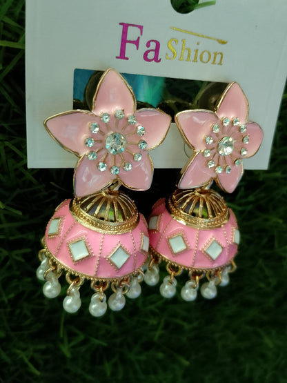 Jhumka Earrings, Flower style
