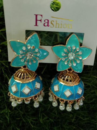Jhumka Earrings, Flower style
