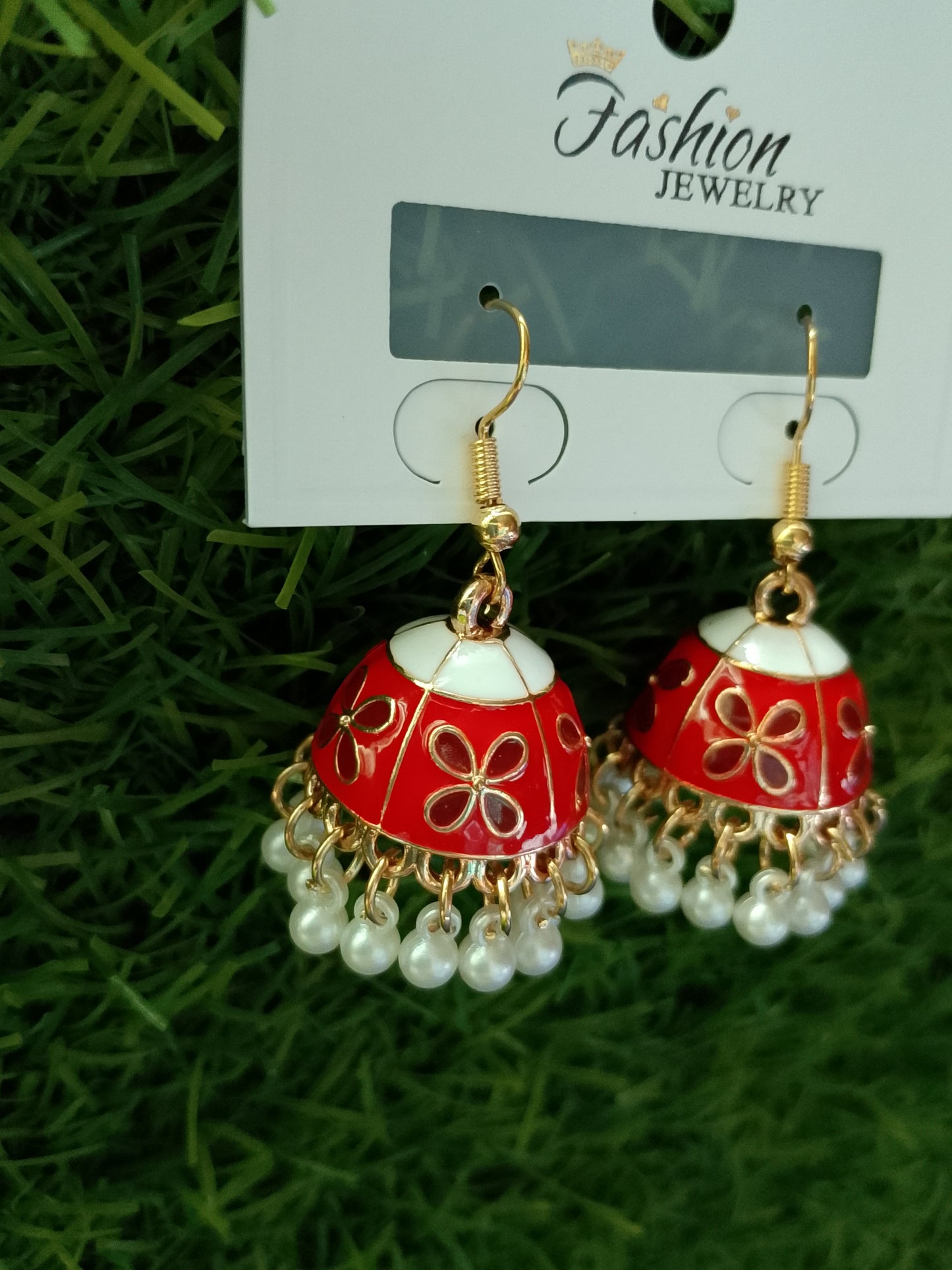 Elegant Floral Jhumka Earrings with Pearl Tassels