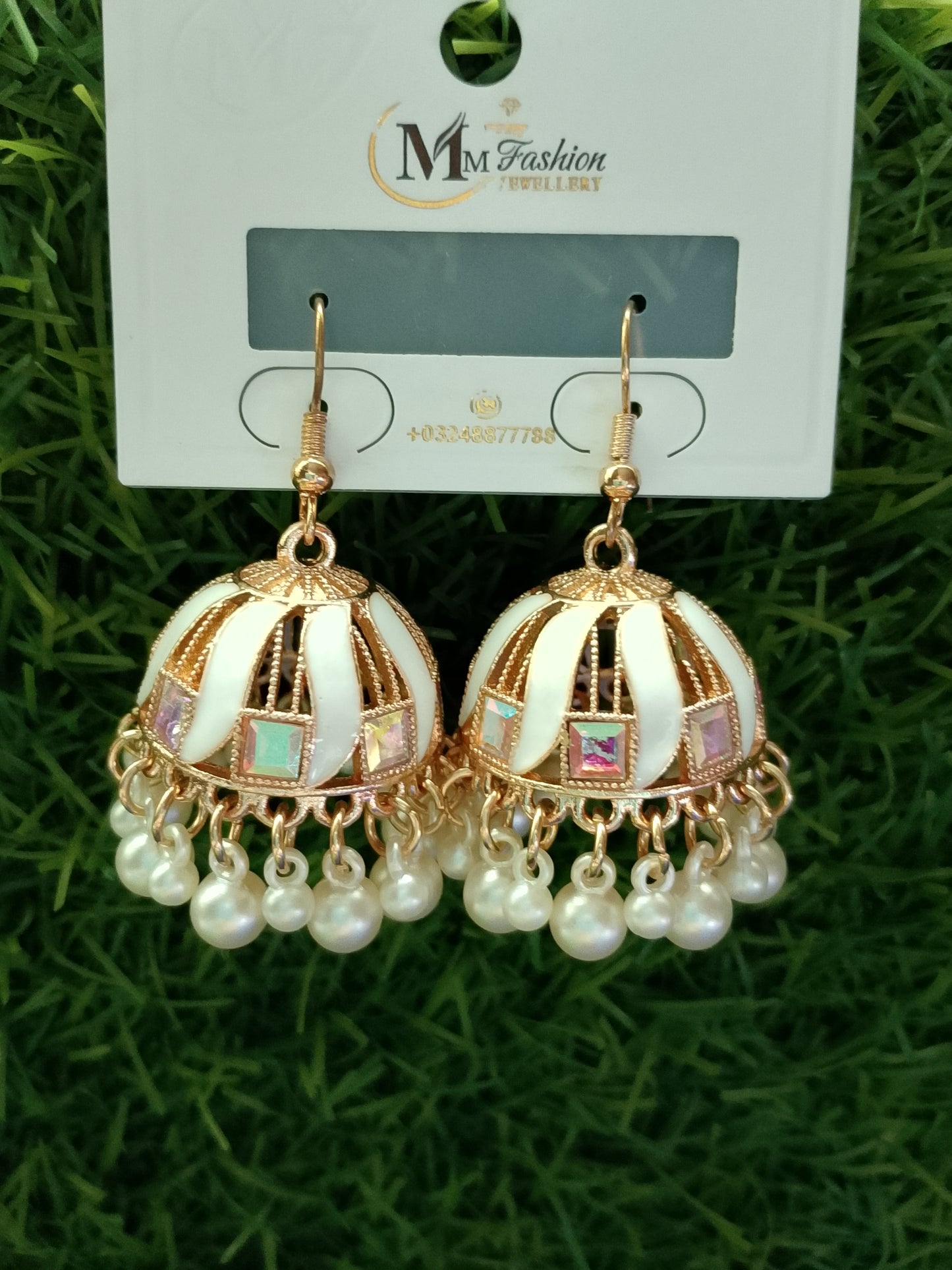 Vibrant Enamel Jhumka Earrings with Floral Stud