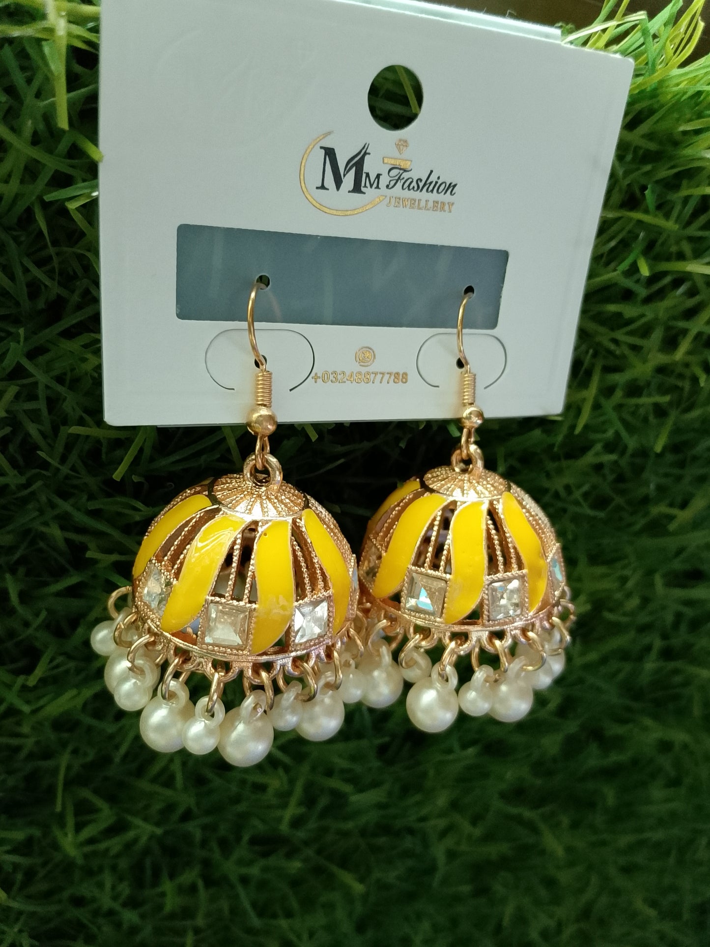 Vibrant Enamel Jhumka Earrings with Floral Stud