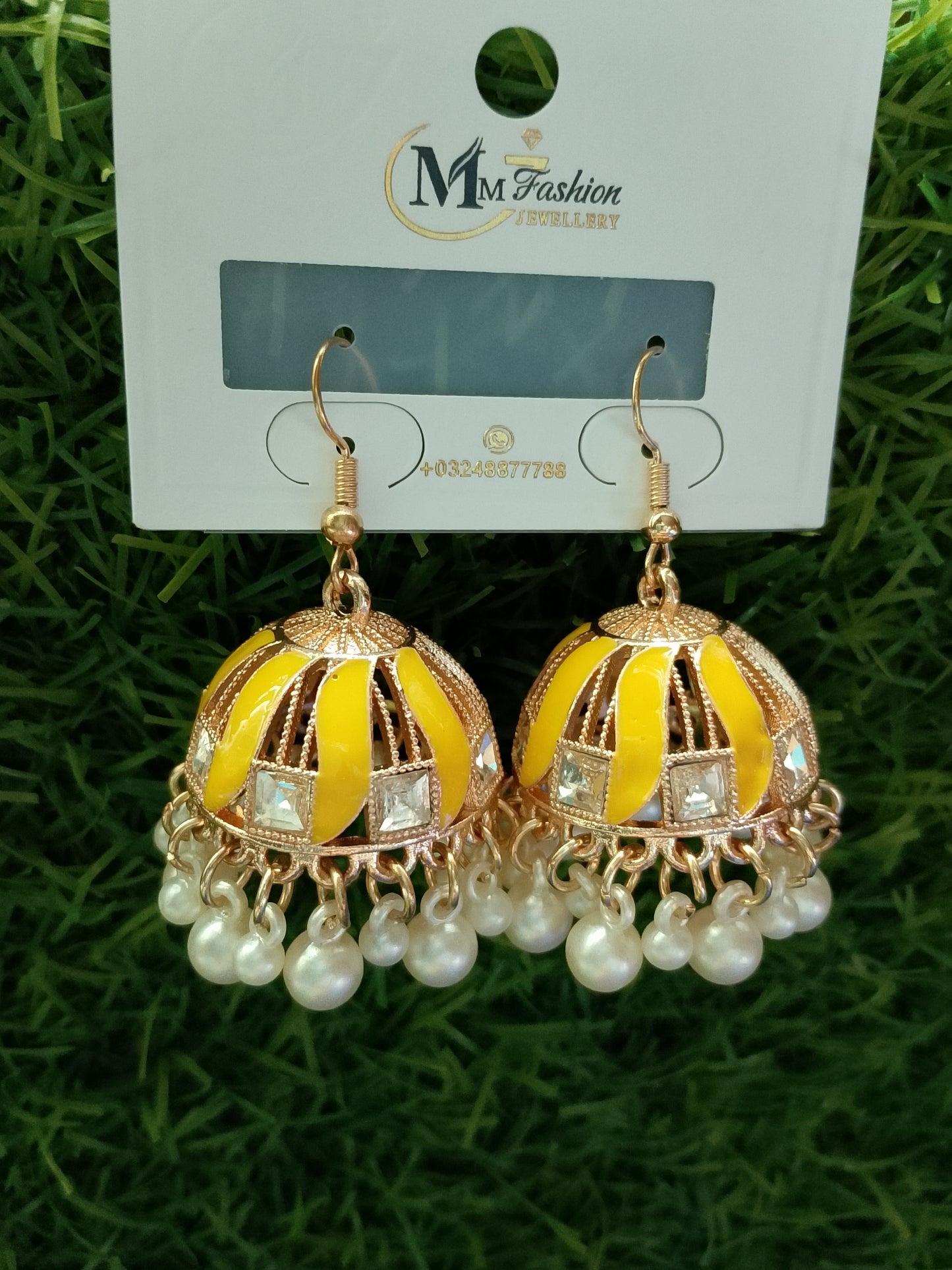 Vibrant Enamel Jhumka Earrings with Floral Stud