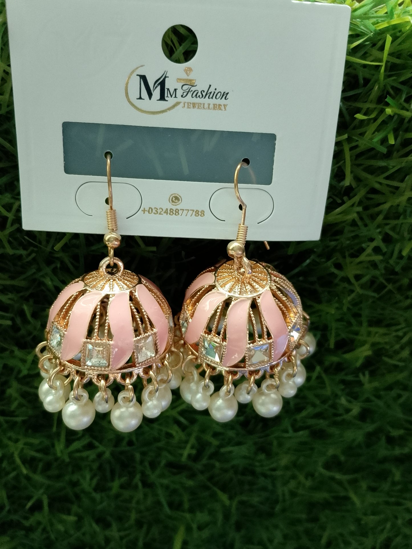 Vibrant Enamel Jhumka Earrings with Floral Stud