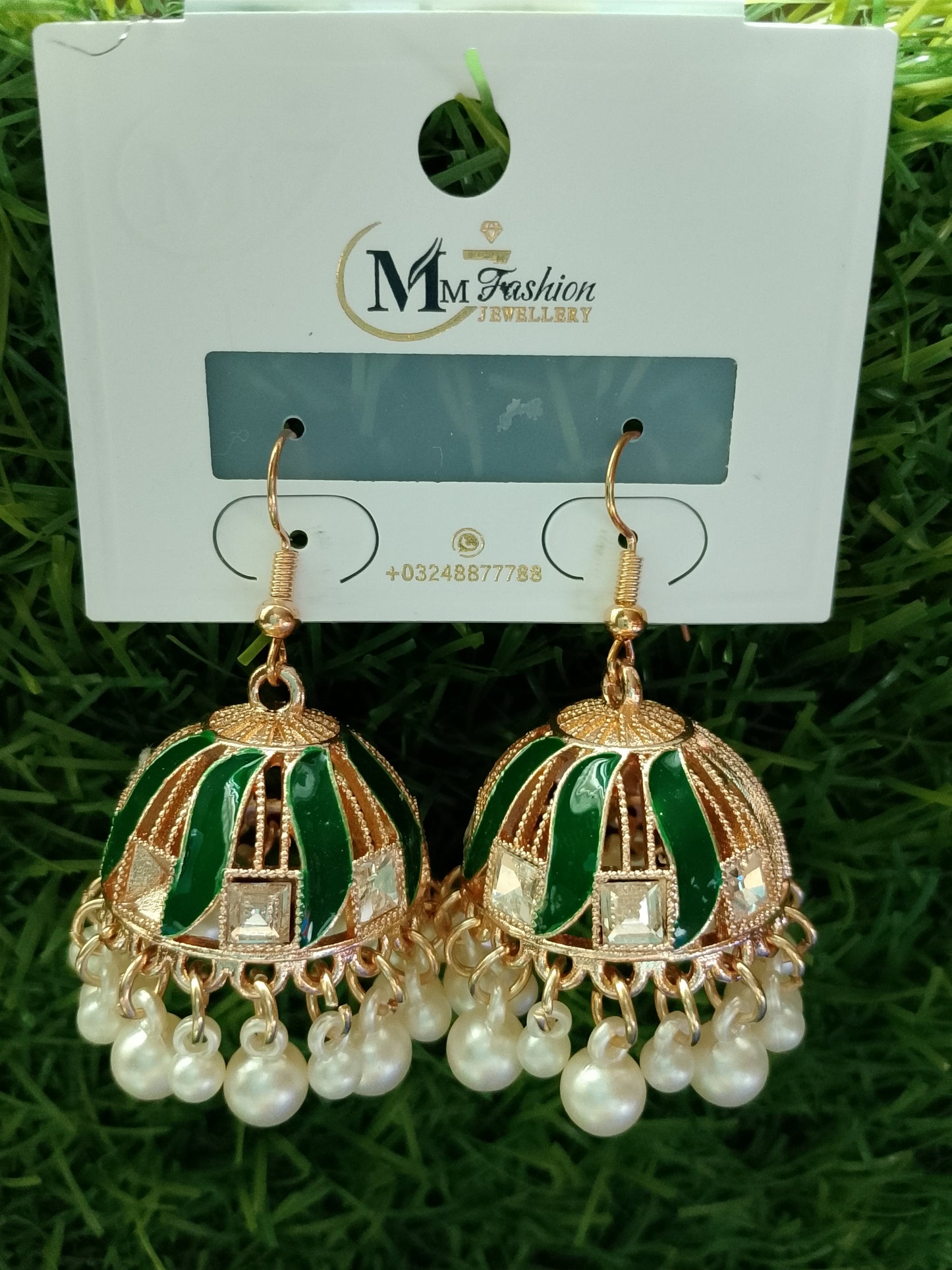 Vibrant Enamel Jhumka Earrings with Floral Stud