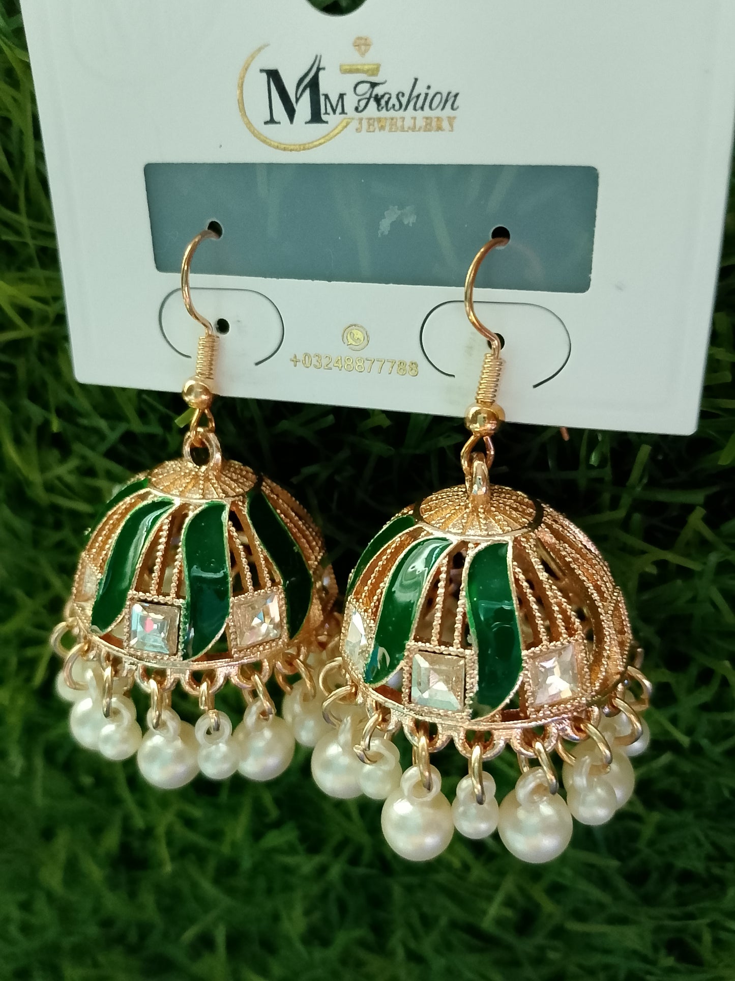 Vibrant Enamel Jhumka Earrings with Floral Stud