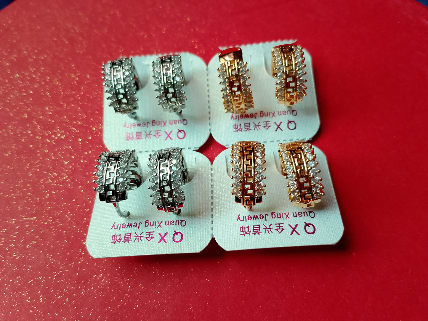 Classic Hoop-Style Earrings with Crystal Accents