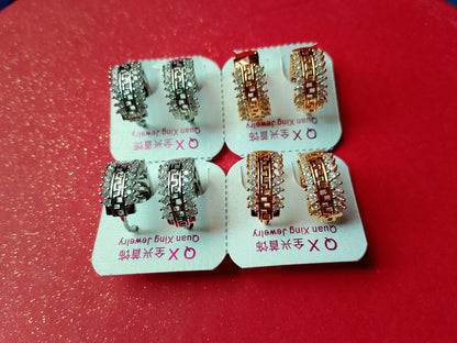 Classic Hoop-Style Earrings with Crystal Accents