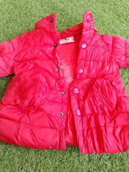 Girls Puffed, Red Jacket,