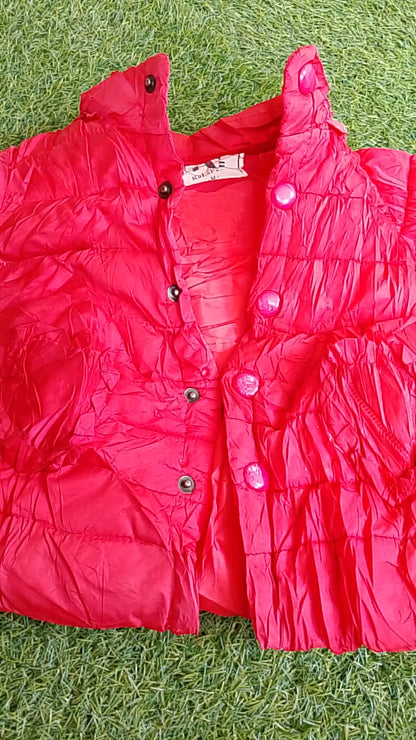 Girls Puffed, Red Jacket,